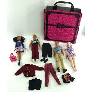 Lot: Barbie fashionista dolls curvy, ken malibu, #75, nikki + clothes + case